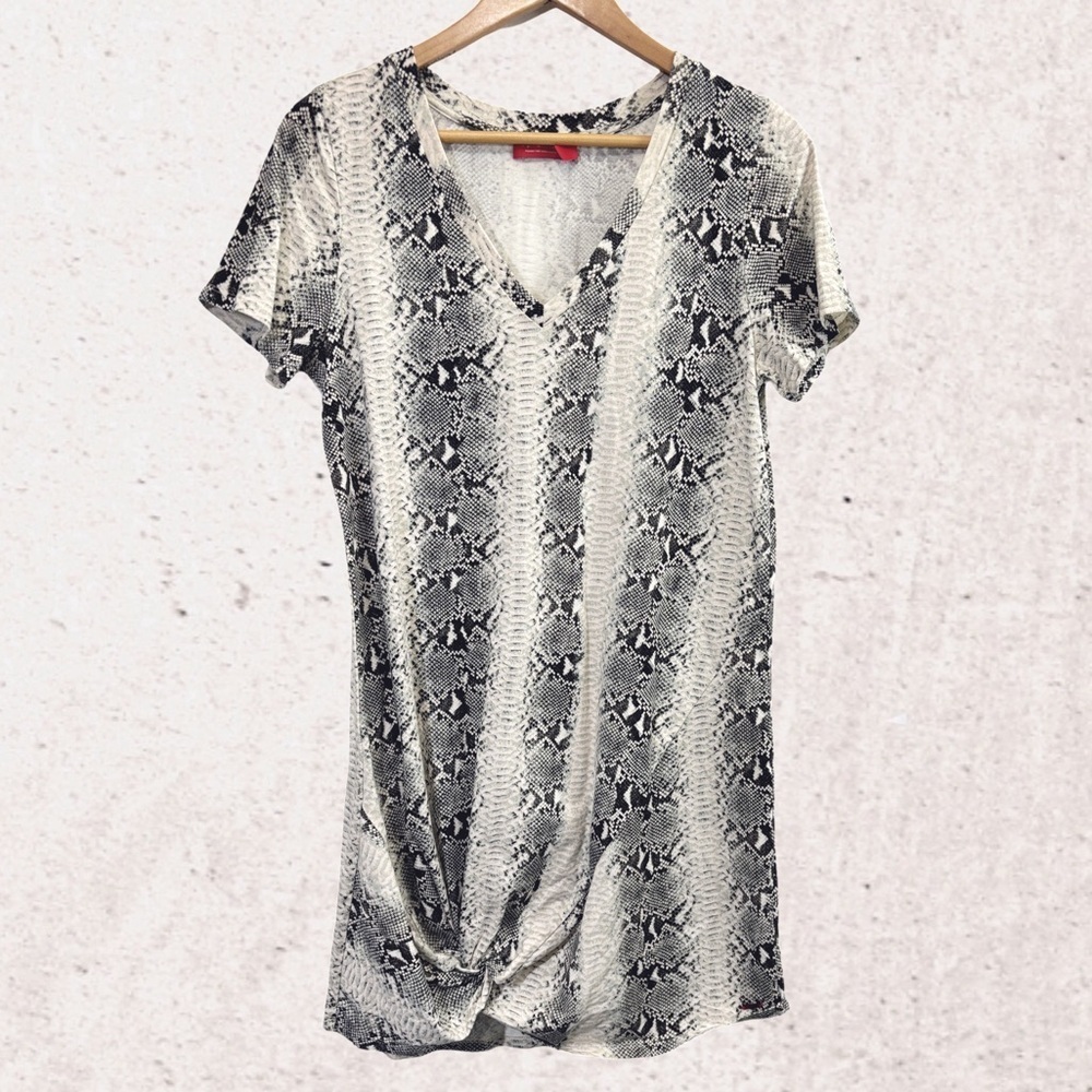 n:PHILANTHROPY Gray and White Graphic Mini Dress